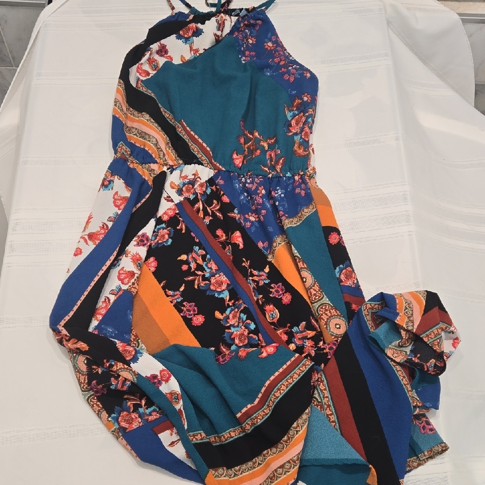 Floral Multicolor Halter Dress